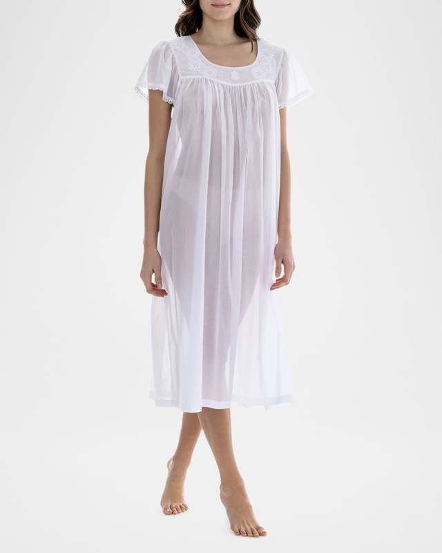 Amarilis-2 Lace Applique Cotton Nightgown